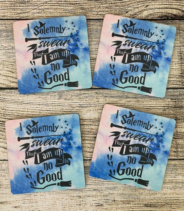 Harry Potter "I solemnly swear that I am up to no good" blue coasters