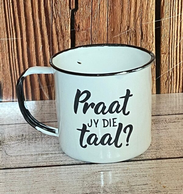 Praat jy die taal? enamel mug